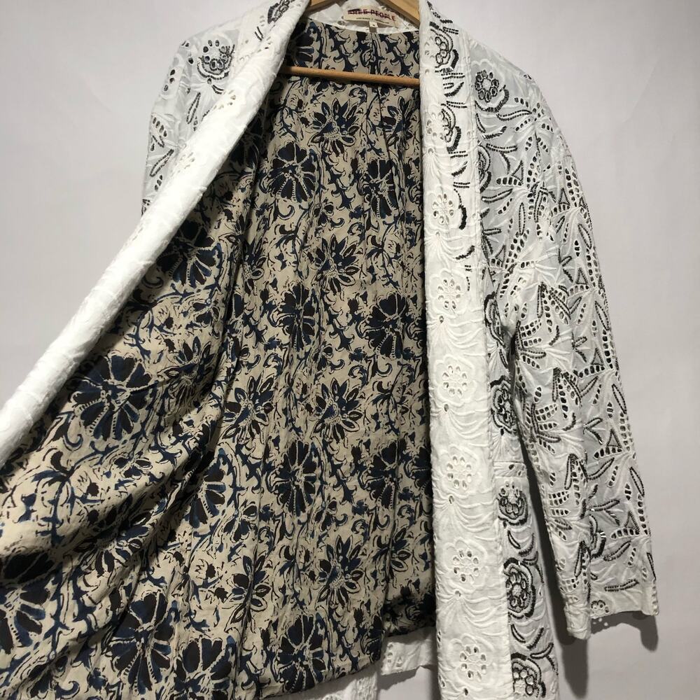 Free People Womens Venus Eyelet Lace Jacket White / Black Size M $528 - Picture 10 of 11